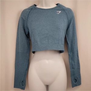 Gymshark Womens Vital Seamless 2.0 Crop Top DM3 Light Blue Crop Top Large